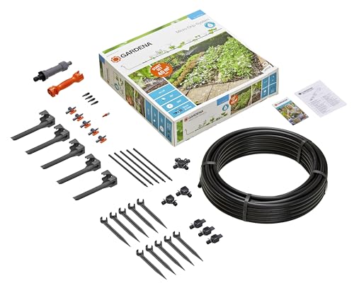 Gardena Start Set Pflanzflächen: Micro-Drip-Gartenbewässerungssystem zur individuellen, flexiblen Bewässerung von Blumen- und Gemüsebeeten (13015-20) von Gardena