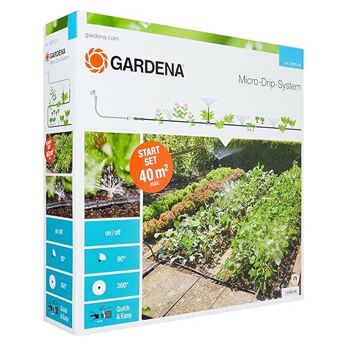 Gardena Start Set Pflanzflächen: Micro-Drip-Gartenbewässerungssystem zur individuellen, flexiblen Bewässerung von Blumen- und Gemüsebeeten (13015-20) von Gardena