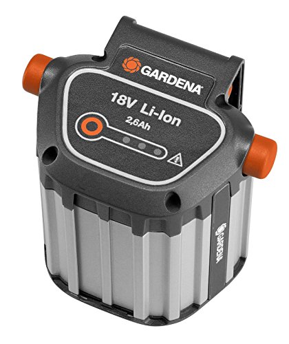 Gardena Original System Akku BLi-18: Zubehör für Gardena Trimmer, Bläser und Heckenscheren, 18 V Akkuleistung mit 2.6 Ah Kapazität, Ladezeit ca. 4 h,LED Ladezustandsanzeige, Aluminumgehäuse(9839-20) von Gardena