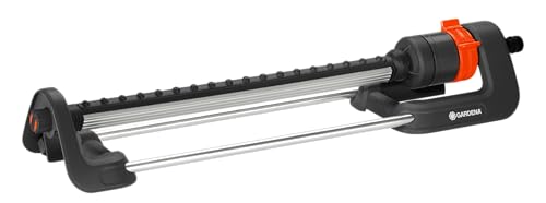 Gardena Viereckregner Aqua L: Rasensprenger zur Bewässerung von Flächen von 120-280 m², Reichweite 8-16 m, Sprengweite max. 16 m, integrierter Metallfilter (18704-20) von Gardena