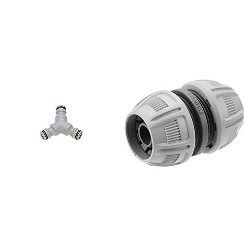 Gardena Y-Stück, zur Schlauchabzweigung, Anschluss zum Übergang von 19mm auf 13mm Schläuche & Reparator 13 mm (1/2") und 15 mm (5/8"): Schlauchreparatur schnell und einfach ohne Werkzeug, Power Grip von Gardena