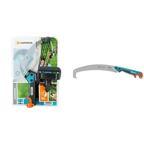 Gardena combisystem-Amboss-Baumschere & combisystem-Gartensäge 300 P gebogen: Astsäge für saubere Astschnitte, Sägeblattlänge 340 mm, mit Räumhaken, hartverchromt, Abrutschstopp Gardena combisystem-Amboss-Baumschere & combisystem-Gartensäge 300 P gebogen: Astsäge für saubere Astschnitte, Sägeblattlänge 340 mm, mit Räumhaken, hartverchromt, Abrutschstopp von Gardena