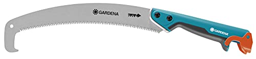 Gardena combisystem-Gartensäge 300 P gebogen: Astsäge für saubere Astschnitte, Sägeblattlänge 340 mm, mit Räumhaken, hartverchromt, Abrutschstopp, Präzisionszahnung mit 3-Seiten-Schliff (8739-20) von Gardena