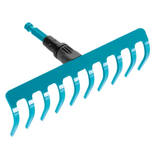Gardena combisystem-Rechen: Harke mit 10 Zinken, ideales Gartenzubehör zum Rechen, Unkrautentfernen und zur Bodenbearbeitung, Arbeitsbreite 25 cm, passend zu allen cs-Stielen (3176-20) von Gardena