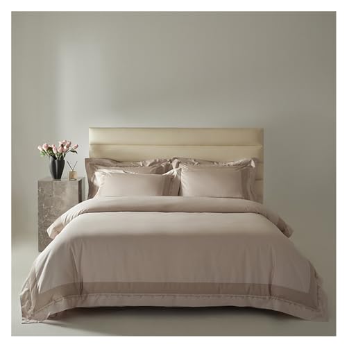 Gardeneea Bettwäscheset aus Baumwolle, superweich, atmungsaktiv, Stickerei, langstapelige, Gewaschene Baumwolle, 4-teilige Bettdecke (Rosa, 2,0 m Bett) von Gardeneea