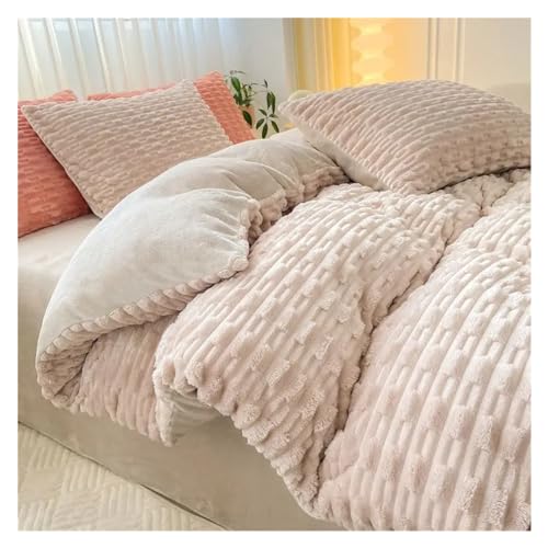 Gardeneea Winterbettwäsche-Set, Heimtextilien, verdickter Warmer Plüsch-Bettbezug, Bettlaken, Kissenbezug, 4-teilig, Bettlaken, Bettbezug, Bettset (Y 200 x 230 cm, flaches Bettlaken) von Gardeneea