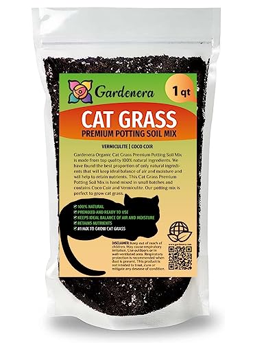 Gardenera Katzengras-Blumenerde – Schaffen Sie ein angenehmes und nahrhaftes Erlebnis für Ihre Katze – 1 Quart von Gardenera