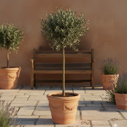 GardenersDream Olivenbaum Olea Europaea – Immergrüne Gartenpflanze im Topf – Pflegeleichte mediterrane Pflanze für draußen – Ideal für Beete, Töpfe und Gartendekoration (80–90 cm inkl. 19-cm-Topf) von GardenersDream
