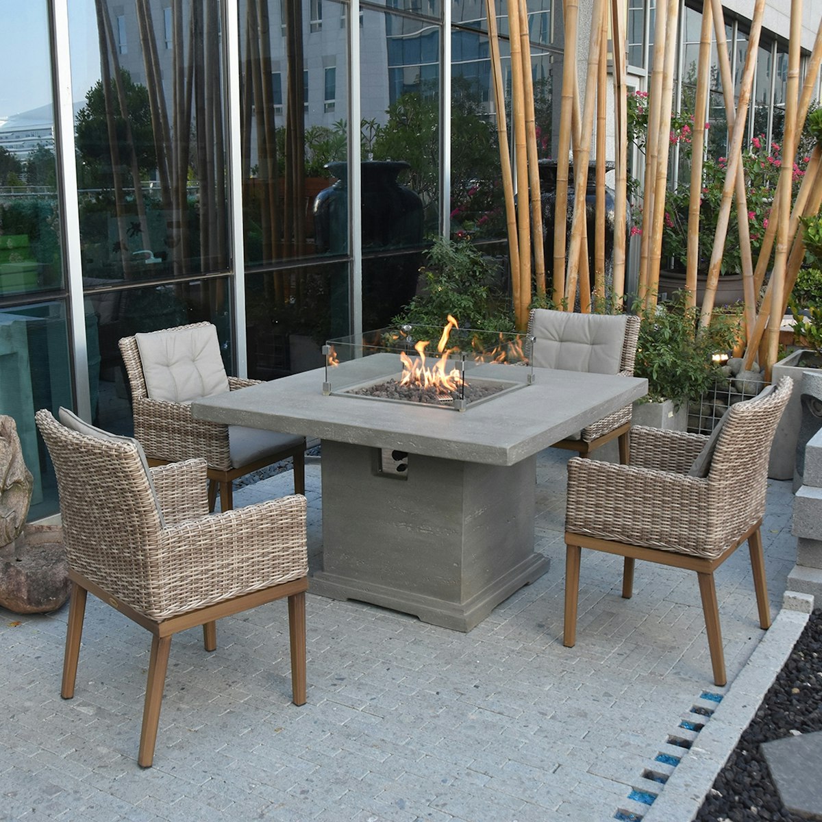 Gardenforma Gas Feuerstelle Birmingham aus Faserbeton in Betonoptik, grau Betongrau Gardenforma Gas Feuerstelle Birmingham aus Faserbeton in Betonoptik, grau Betongrau von Gardenforma