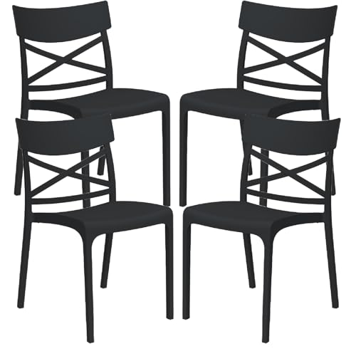 GARDENIA Croix Stühle, Polypropylen, Schwarz, 4 Stück von Gardenia