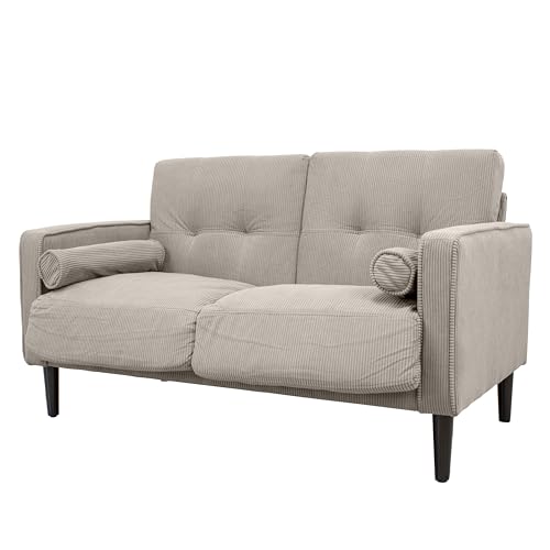 GARDENIA Festes Sofa Bezug aus Samt und Füllung aus Polyester, mit Holzbeinen und abnehmbaren Kissen Joy, Taupe, 130 x 75 x 73 cm GARDENIA Festes Sofa Bezug aus Samt und Füllung aus Polyester, mit Holzbeinen und abnehmbaren Kissen Joy, Taupe, 130 x 75 x 73 cm von Gardenia