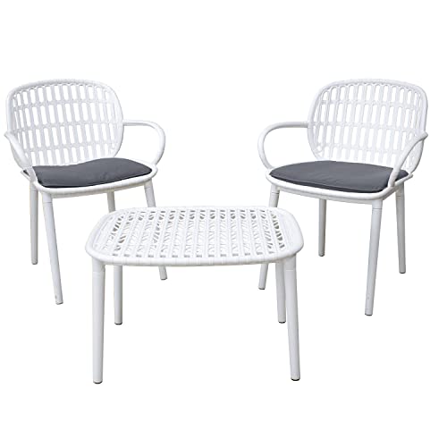 Gardenia abnehmbaren, anthrazit Set mit 2 Stühlen und Tisch für den Außenbereich, Garten, Balkon aus geflochtenem Kunstharz mit stapelbaren Kissen Gardenia abnehmbaren, anthrazit Set mit 2 Stühlen und Tisch für den Außenbereich, Garten, Balkon aus geflochtenem Kunstharz mit stapelbaren Kissen von Gardenia