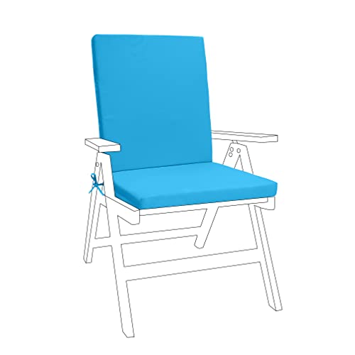 Gardenista Garden Premium Stuhl Sitzpolster | Sichere Bindestränge und elastischer Rückzug über dem Rücken | Wasserresistent | Geeignet für Innen- und Außenbereiche | Faltenbar und leicht (Türkis, 1) von Gardenista