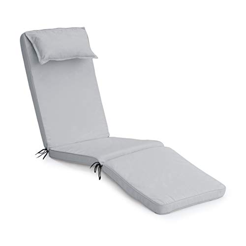 Gardenista Wasserabweisende Ersatz-Sonnenliege-Kissen | Outdoor-Garten-Sonnenliege-Recliner-Patio-Möbel-Sitzpolster | Langlebiges Polyestermaterial | Schaumstoff-gefülltes 175 cm x 47cm (Grau) von Gardenista