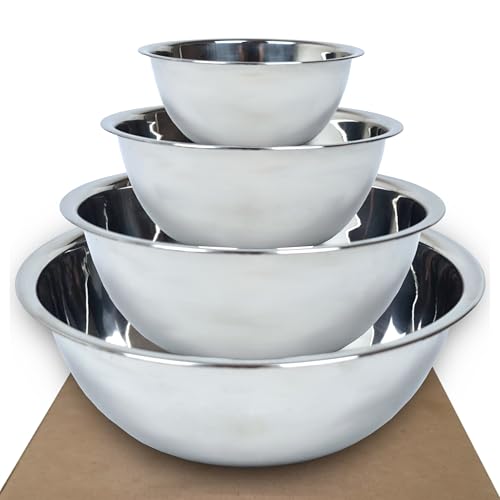 Gardenko Schüsselset 4-teilig Ø16-28 cm, Edelstahl Schüsseln für die Küche, Größen 0,8-4,4l, Rührschüssel 4er-Set, Salatschüssel, Servierschüssel, Schüssel Set, stapelbar, Spülmaschinenfest Gardenko Schüsselset 4-teilig Ø16-28 cm, Edelstahl Schüsseln für die Küche, Größen 0,8-4,4l, Rührschüssel 4er-Set, Salatschüssel, Servierschüssel, Schüssel Set, stapelbar, Spülmaschinenfest von Gardenko