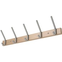 Wandgarderobe, 5 Hut-/5 Mantelhaken Länge 700 mm, Holzprofil Buche, Hakenabstand 150 mm Haken Alu von Jungheinrich PROFISHOP