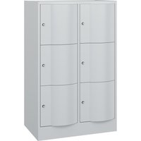 C+P Schließfachschrank mit "rabaukensicheren" Türen, 2 x 3 Fächer, HxBxT 1.225 x 770 x 540 mm, lichtgrau, lichtgrau von C+P