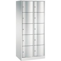 C+P Schließfachschrank mit 'rabaukensicheren' Türen, 2 x 5 Fächer, HxBxT 1.950 x 770 x 540 mm, lichtgrau, lichtgrau von C+P