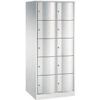 C+P Schließfachschrank mit "rabaukensicheren" Türen, 2 x 5 Fächer, HxBxT 1.950 x 770 x 640 mm, lichtgrau, lichtgrau von C+P