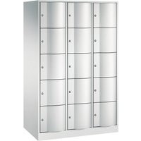 C+P Schließfachschrank mit 'rabaukensicheren' Türen, 3 x 5 Fächer, HxBxT 1.950 x 1.150 x 640 mm, lichtgrau, lichtgrau von C+P