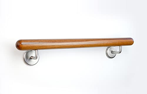 Exklusiver Amerikanischer Nussbaum Holz-Handlauf Set mit halbrunden Abschlüssen und Haltern, 50-250cm am Stück (160 cm) von Garderobia