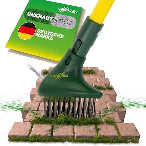 GardiREX Fugenbürste mit Teleskopstiel Ausziehbar 146 cm - Freischneider - Gartenarbeit Fugenkratzer - Unkrautkratzer mit Metallsporn - Unkrautbürste zum Beseitigen von Gras und Moos aus Platten-Fugen GardiREX Fugenbürste mit Teleskopstiel Ausziehbar 146 cm - Freischneider - Gartenarbeit Fugenkratzer - Unkrautkratzer mit Metallsporn - Unkrautbürste zum Beseitigen von Gras und Moos aus Platten-Fugen von Gardi Rex