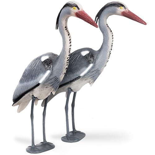 Gardigo® Fischreiher Abwehr - 2er Set Reiher Figuren I Vogelschreck als Gartenfigur I Vogelabwehr mit Erdspieß für sicheren Halt I Schutz gegen Fischreiher I Reiherschreck Gartenteich Gartendeko von Gardigo