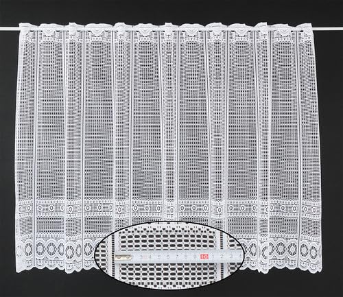 Gardinen Kranzusch Scheibengardine Jacquard gebogt Abschluss 90x187,5 cm H/B weiß Bistrogardine Vorhang Küche 1er Pack von Gardinen Kranzusch