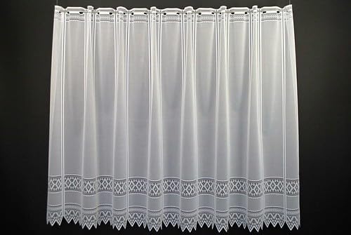 Gardinen Kranzusch Scheibengardine Jacquard grafisch 70x169 cm H/B Weiß Bistrogardine Vorhang Küche 1er Pack von Gardinen Kranzusch