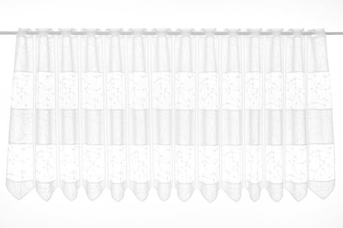 Gardinen Kranzusch Scheibengardine Jacquard verschlungen Linien 60x62,5 cm H/B weiß Bistrogardine Vorhang Küche 1er Pack von Gardinen Kranzusch