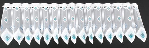 Gardinen Kranzusch Scheibengardine Quadrate 30x149,5 cm H/B weiß blau Bistrogardine Vorhang Küche 1er Pack von Gardinen Kranzusch