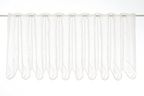 Gardinen Kranzusch Scheibengardine schwungvoller Stickerei 45 cm hoch Creme - Wunschbreite frei wählbar durch gekaufte Menge in 15,5 cm Schritten - Meterware von Gardinen Kranzusch