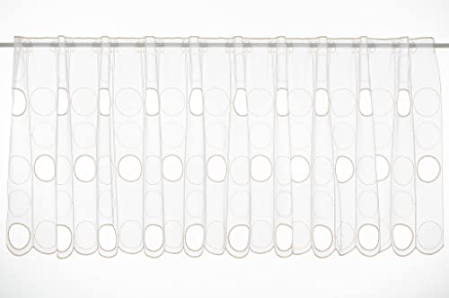 Scheibengardine kreisrunder Lochstickerei 55 cm hoch weiß Natur - Wunschbreite frei wählbar durch gekaufte Menge in 16 cm Schritten - Meterware von Gardinen Kranzusch