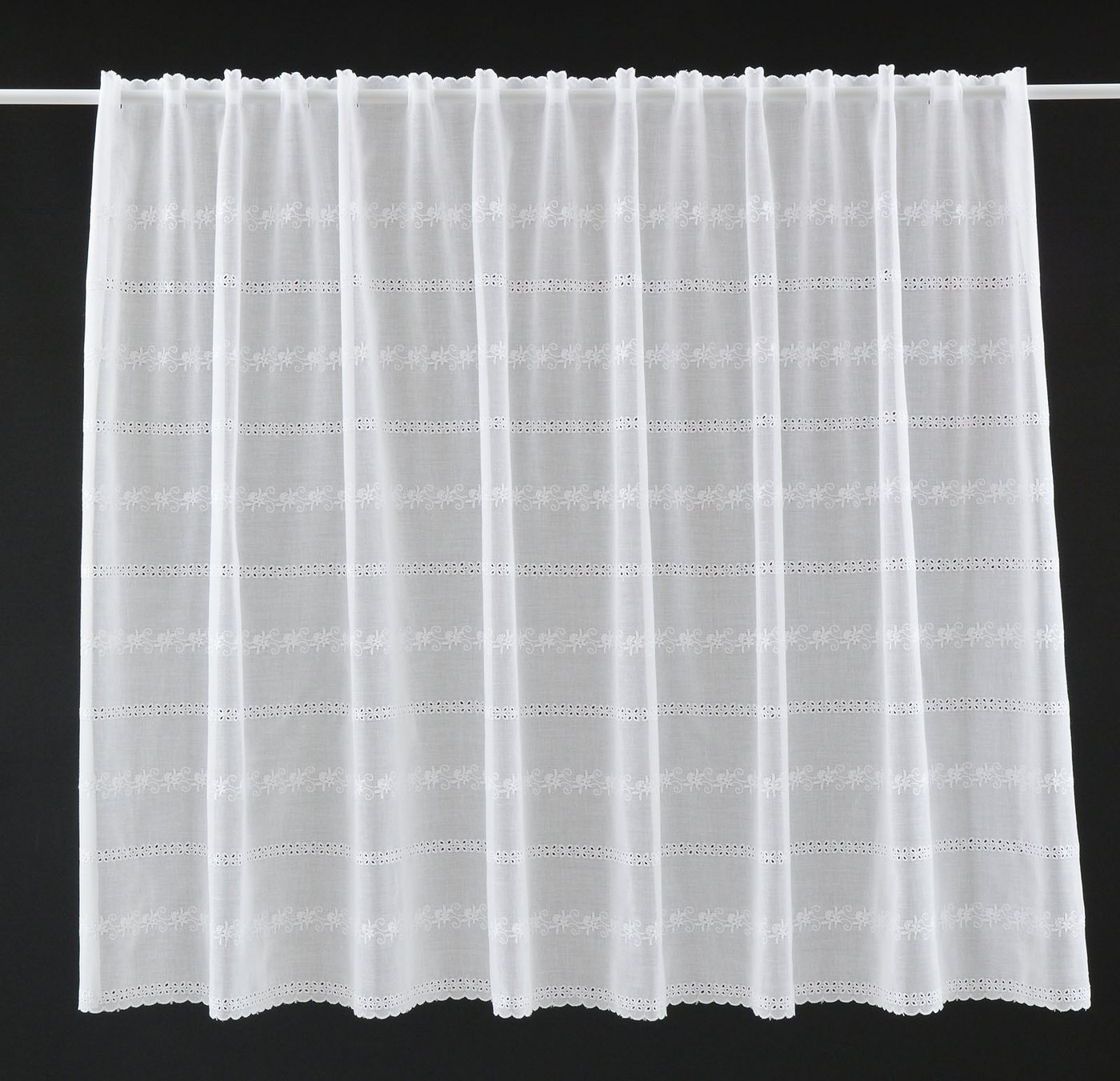 Gardinen Kranzusch Scheibengardine nach Maß Batist Stickerei, Stangendurchzug (1 St), transparent, Stablöcher,transparent,verschiedene Höhen, Breiten von Gardinen Kranzusch