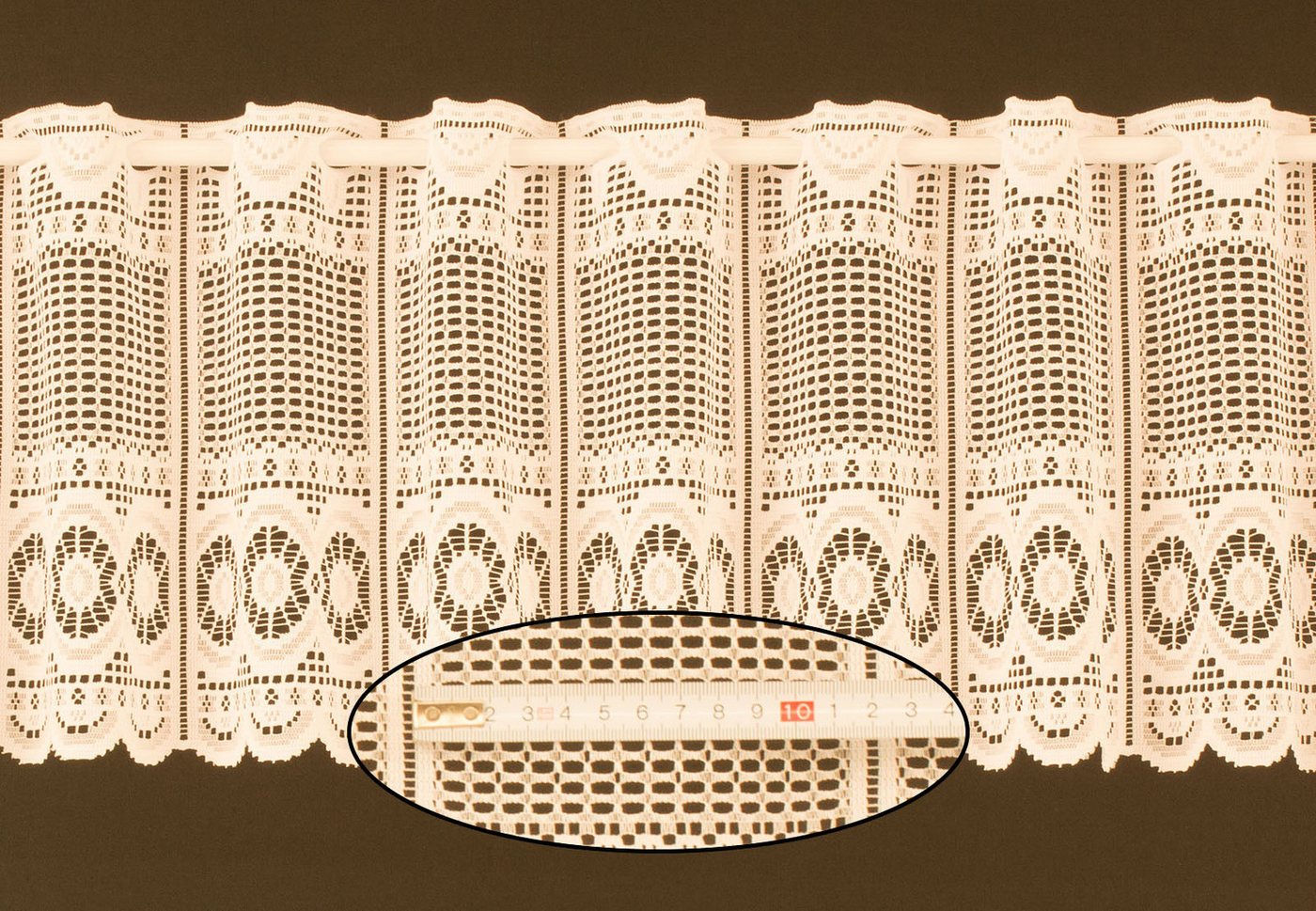 Gardinen Kranzusch Scheibengardine Jacquard gebogt Abschluss, Stangendurchzug, transparent, Kurzgardine,Stablöcher von Gardinen Kranzusch