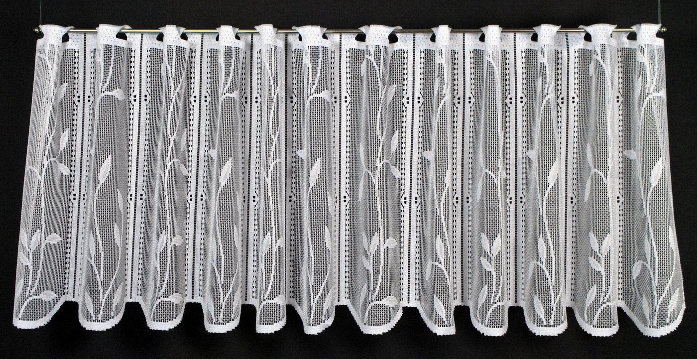 Gardinen Kranzusch Scheibengardine nach Maß Raffrollo Blätterranke, Stangendurchzug, transparent, Kurzgardine,Stablöcher,transparent,verschiedene Höhen Gardinen Kranzusch Scheibengardine nach Maß Raffrollo Blätterranke, Stangendurchzug, transparent, Kurzgardine,Stablöcher,transparent,verschiedene Höhen von Gardinen Kranzusch