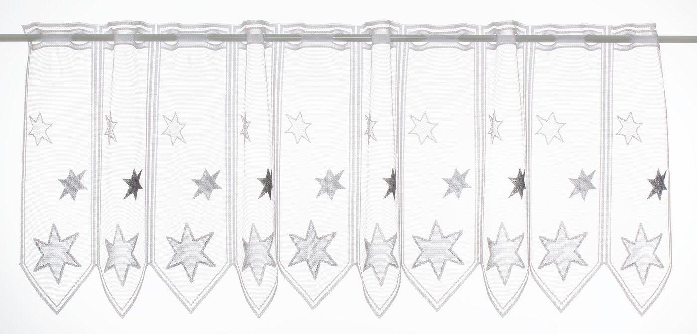 Gardinen Kranzusch Scheibengardine Sterne, Stangendurchzug, transparent, Kurzgardine,Stablöcher,verschiedene Höhen und Farben von Gardinen Kranzusch