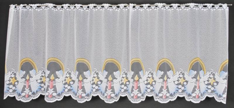 Gardinen Kranzusch Scheibengardine nach Maß Weihnachten Engel Kerze, Stangendurchzug, transparent, Kurzgardine,Stablöcher,transparent von Gardinen Kranzusch