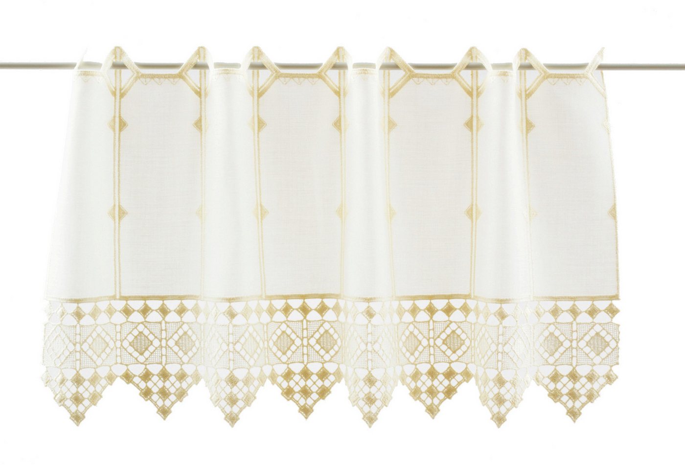 Gardinen Kranzusch Scheibengardine nach Maß gehäkelter Abschluß, Stangendurchzug (1 St), transparent, Stablöcher,transparent,verschiedene Höhen, Breiten, Farben von Gardinen Kranzusch
