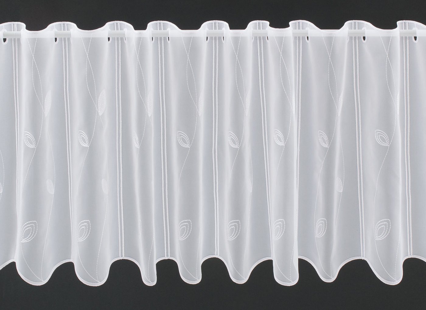 Gardinen Kranzusch Scheibengardine nach Maß mit Blättermuster, Stangendurchzug (1 St), transparent, Stablöcher,transparent,verschiedene Höhen, Breiten von Gardinen Kranzusch
