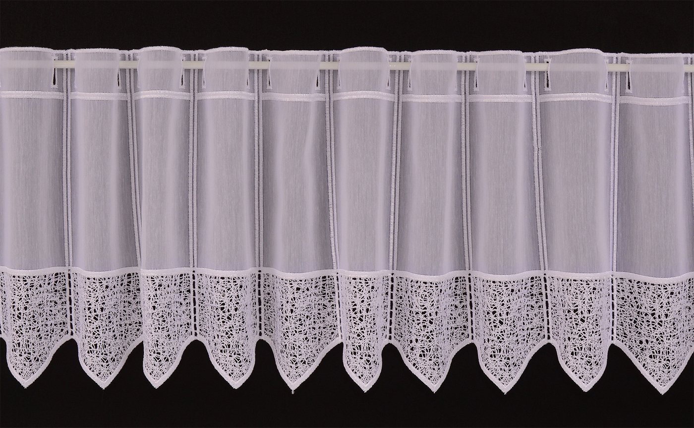 Gardinen Kranzusch Scheibengardine nach Maß mit Stickerei Spinnwebenoptik, Stangendurchzug (1 St), transparent, Stablöcher,transparent,verschiedene Höhen, Breiten von Gardinen Kranzusch