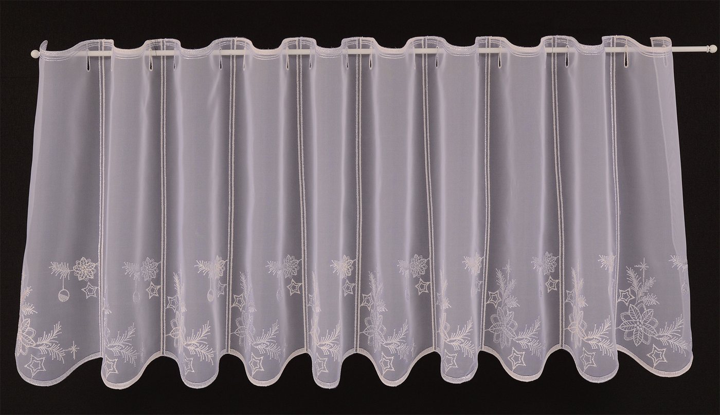 Gardinen Kranzusch Scheibengardine nach Maß weihnachtlich bestickt, Stangendurchzug, transparent, Kurzgardine,Stablöcher,transparent Gardinen Kranzusch Scheibengardine nach Maß weihnachtlich bestickt, Stangendurchzug, transparent, Kurzgardine,Stablöcher,transparent von Gardinen Kranzusch