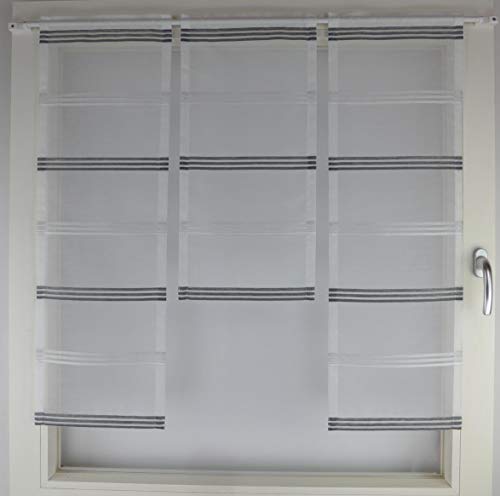 Gardinen Röttger Miniflächen-Set Organza anthrazit gestreift Scheibengardine von Gardinen Röttger