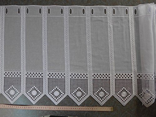 Gardinen Röttger Scheibengardinenstoff Batist weiß mit Muster 47cm hoch von Gardinen Röttger