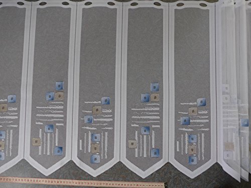 Gardinen Röttger Scheibengardinenstoff blau beige Karo und Streifen 60cm hoch von Gardinen Röttger