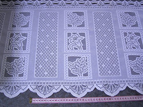 Gardinen Röttger Scheibengardinenstoff weiß 47cm hoch mit Blumen und Muster von Gardinen Röttger