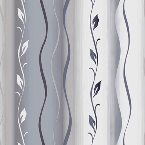 Gardinen Vorhangen Mondego Grau 140x270 cm (BxH) 1 Stück Gardine mit Kräuselband Curtains Wohnzimmer Florale Muster Satin Stoff Küchengardinen Fenstergardinen Window Blinds Dekoschale von Gardinen Vorhangen