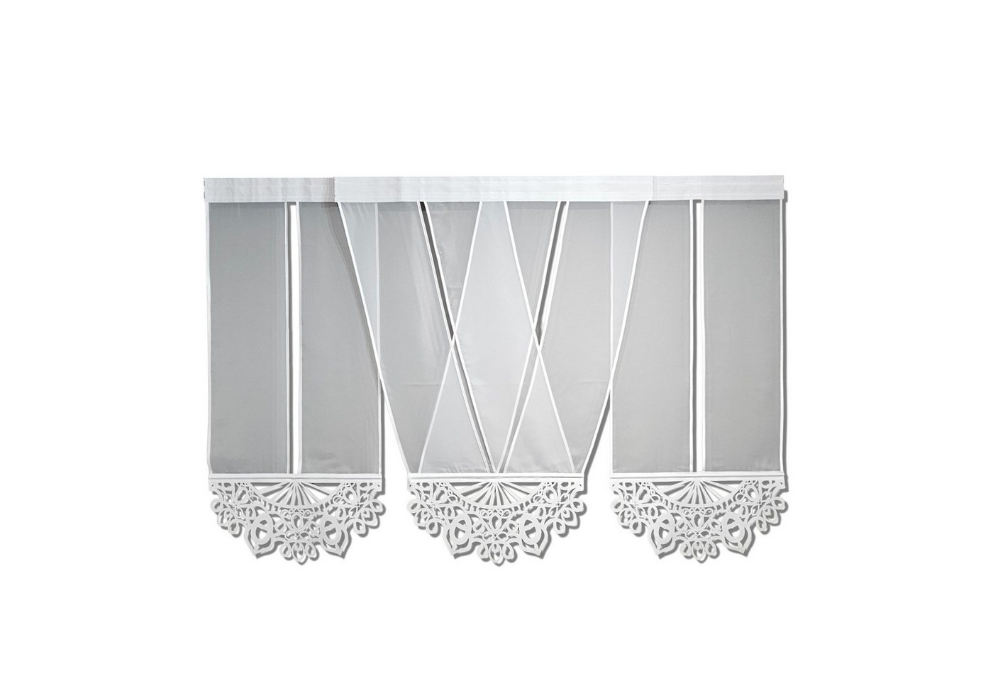 Gardinen by Justyna Scheibengardine 3er V Panel Set Voile (3 St), Kräuselband, transparent, Voile, Flächenvorhang,Fertiggardine,Panel set,Paneel,Azur,Schiebegardine von Gardinen by Justyna