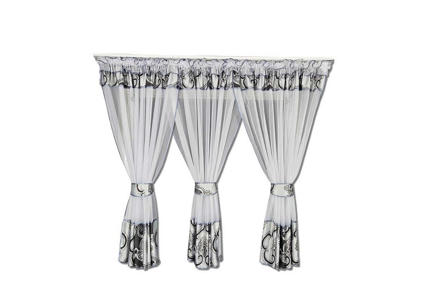 Gardinen by Justyna Vorhang 3er Gardine aus Voile Grau, Kräuselband, Lichtschutz, Fertiggardine,Blumengardine,Kräuselband,Weiß,Komplett Set,Store Gardinen by Justyna Vorhang 3er Gardine aus Voile Grau, Kräuselband, Lichtschutz, Fertiggardine,Blumengardine,Kräuselband,Weiß,Komplett Set,Store von Gardinen by Justyna