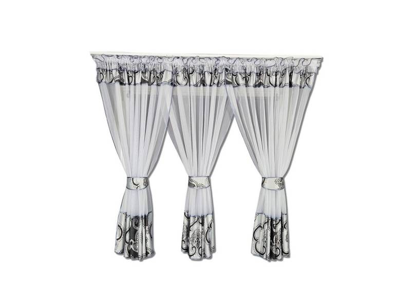 Gardinen by Justyna Vorhang 3er Gardine aus Voile Grau, Kräuselband, Lichtschutz, Fertiggardine,Blumengardine,Kräuselband,Weiß,Komplett Set,Store Gardinen by Justyna Vorhang 3er Gardine aus Voile Grau, Kräuselband, Lichtschutz, Fertiggardine,Blumengardine,Kräuselband,Weiß,Komplett Set,Store von Gardinen by Justyna